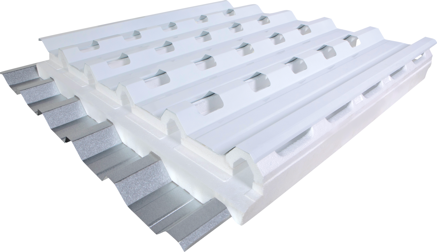KAATOP TELHA SANDUÍCHE TRAPEZOIDAL TÉRMICA PLANTÁVEL - NÚCLEO EM EPS 80 MM