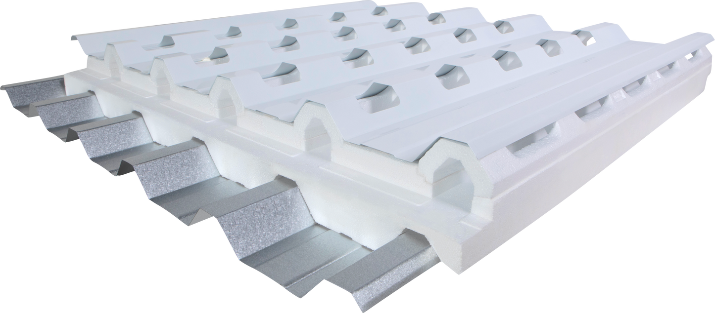 KAATOP TELHA SANDUÍCHE TRAPEZOIDAL TÉRMICA PLANTÁVEL - NÚCLEO EM EPS 80 MM